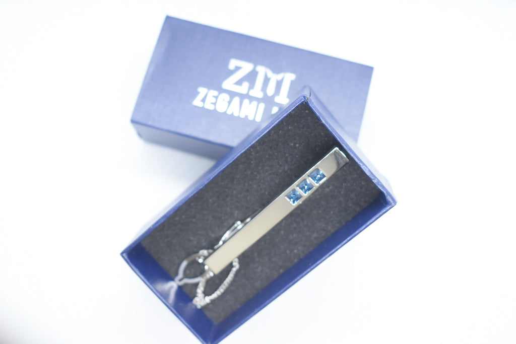 Sapphire Trio Tie Clip