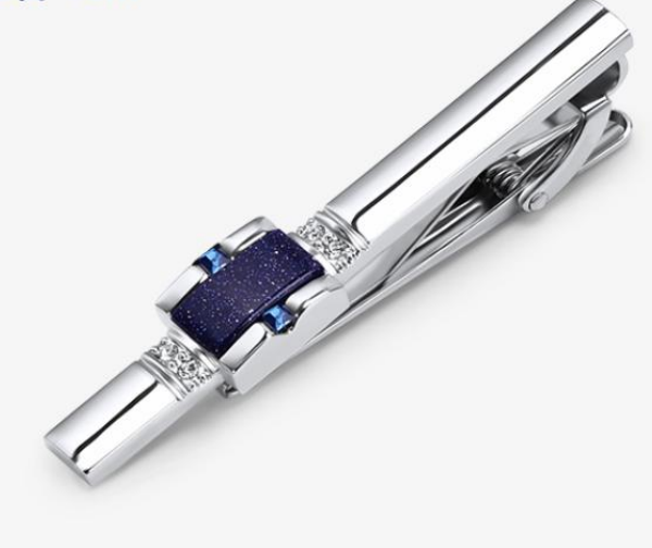 Tie Clip Classy Blue Shiny Gem Look
