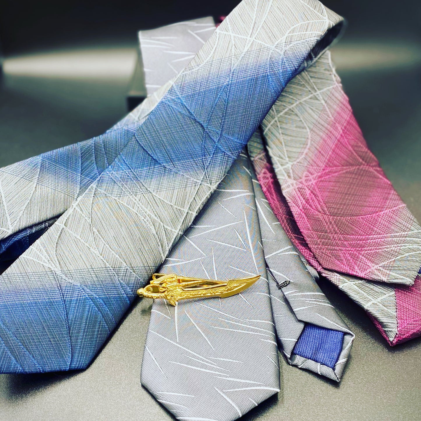 Premium Trio Silk Ties & Tie Clip