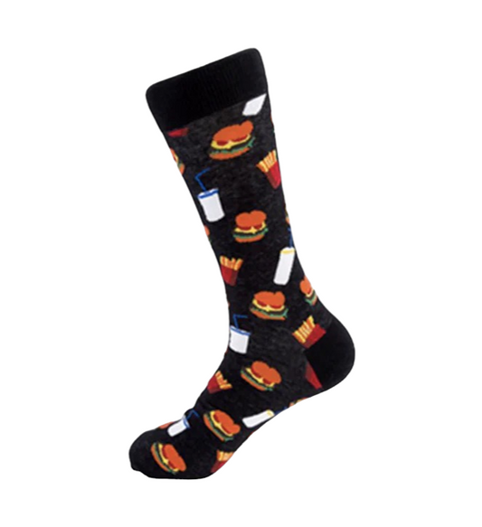 Zegami Men - Premium Fun, Classy and Comfy socks "Burgers & Fries"