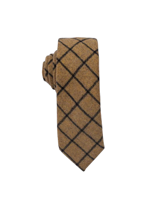 Camel Black-Checkered Wool Tie