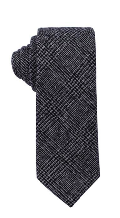 Dark Gray Plaid Wool Necktie