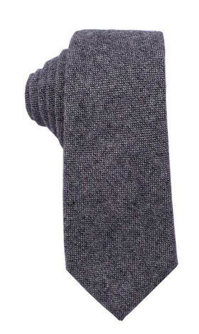 Charcoal Basketweave Wool Tie