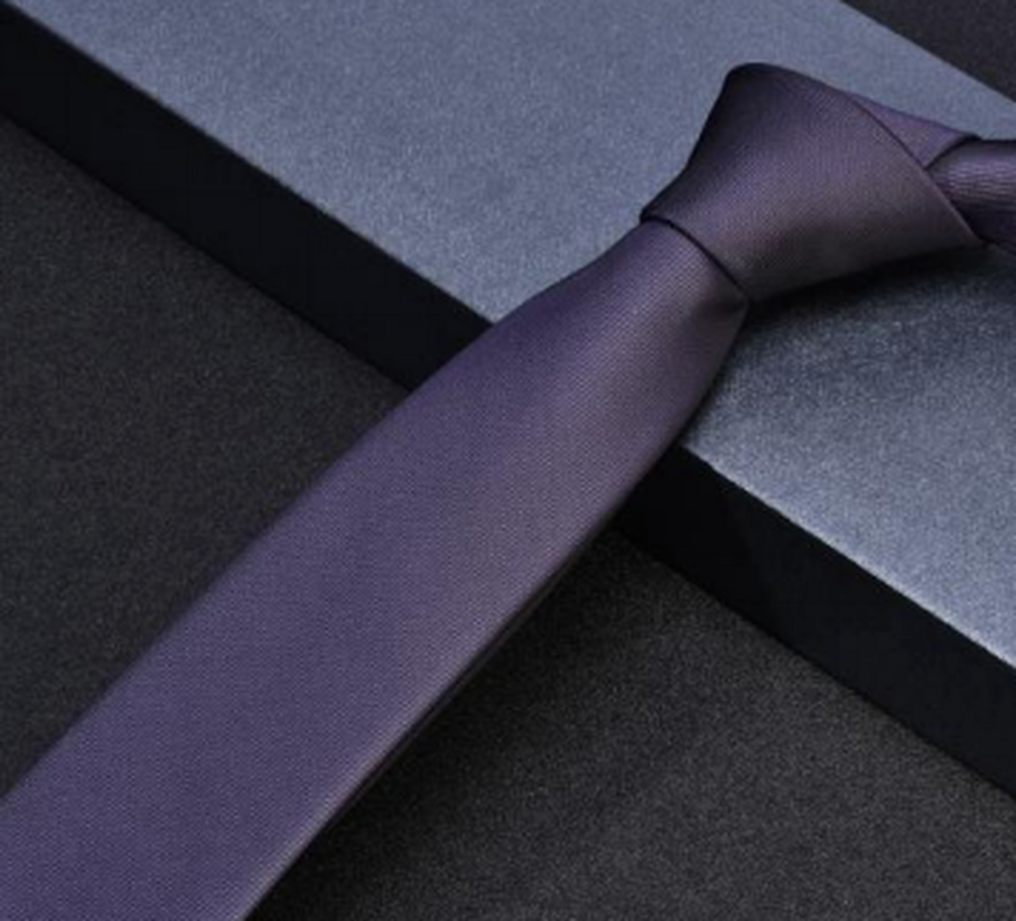 Solid Colours Tie Set Box & Two Tie Clips